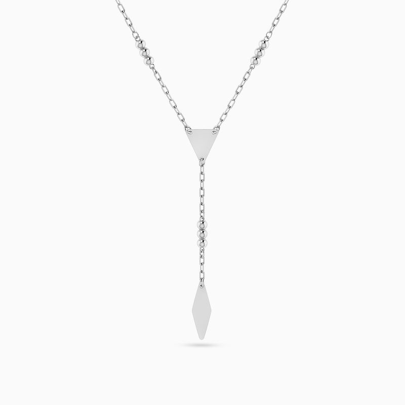 Waves by L'azurde Triangular & Lozenge Motifs Lariat Necklace in Silver - Image 1